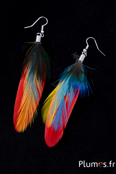 Boucles d'oreilles - longueur 11 cm - rouge